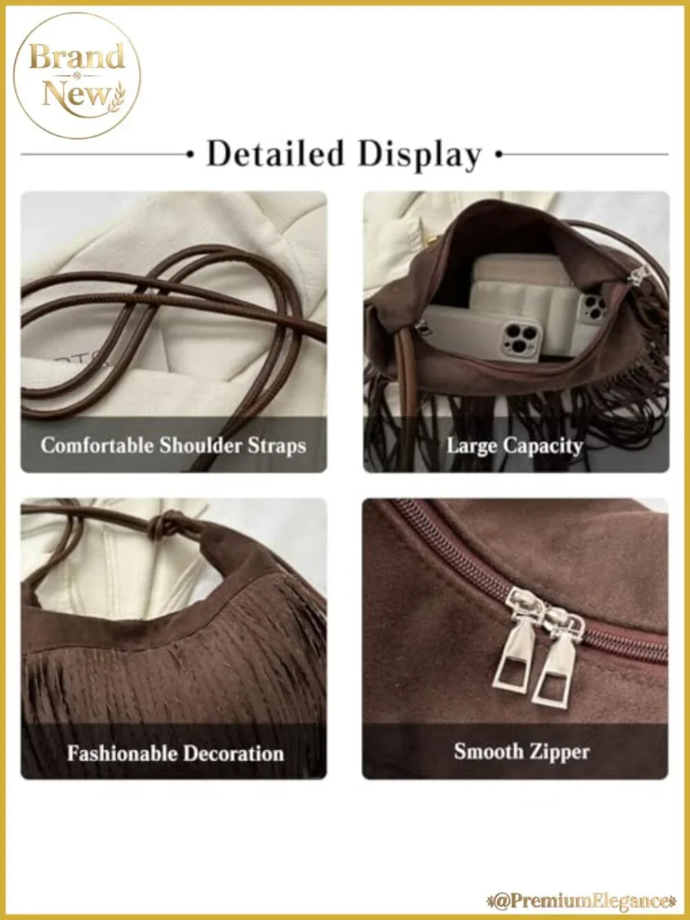 Vintage Suede Fringe Handbag Women Messenger Top-Handle Crossbody Bag Boho